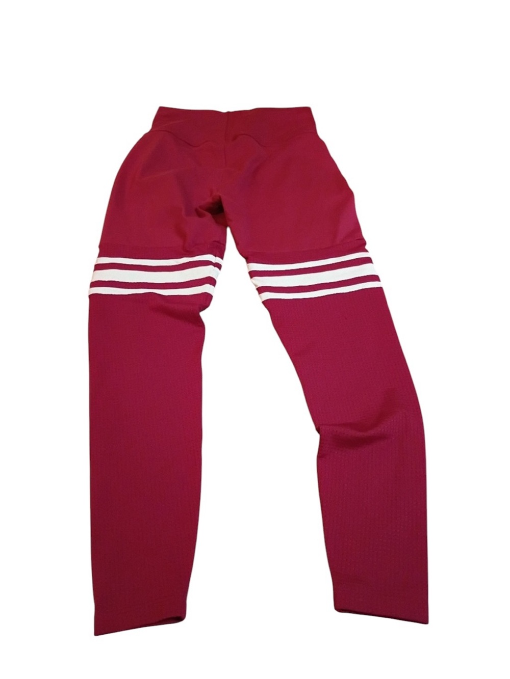 Bombshell Sportswear Leggings size Medium Red White Stripe - Picture 6 of 7